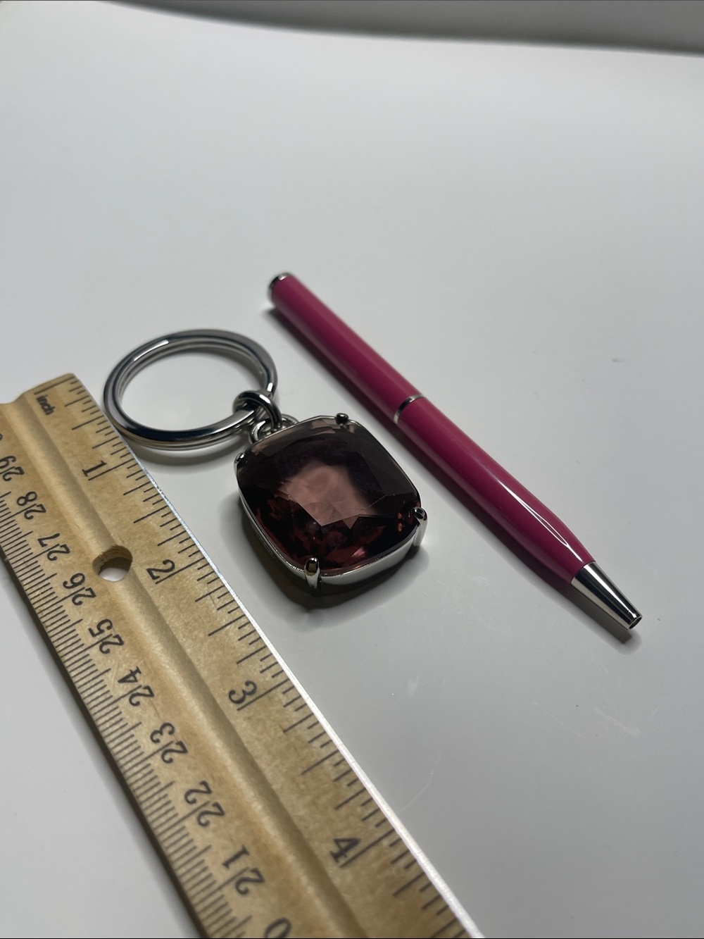 Coach Faceted Smoky Rose Gem Keychain - Silver Hardware and Coach Pen - Picture 5 of 6